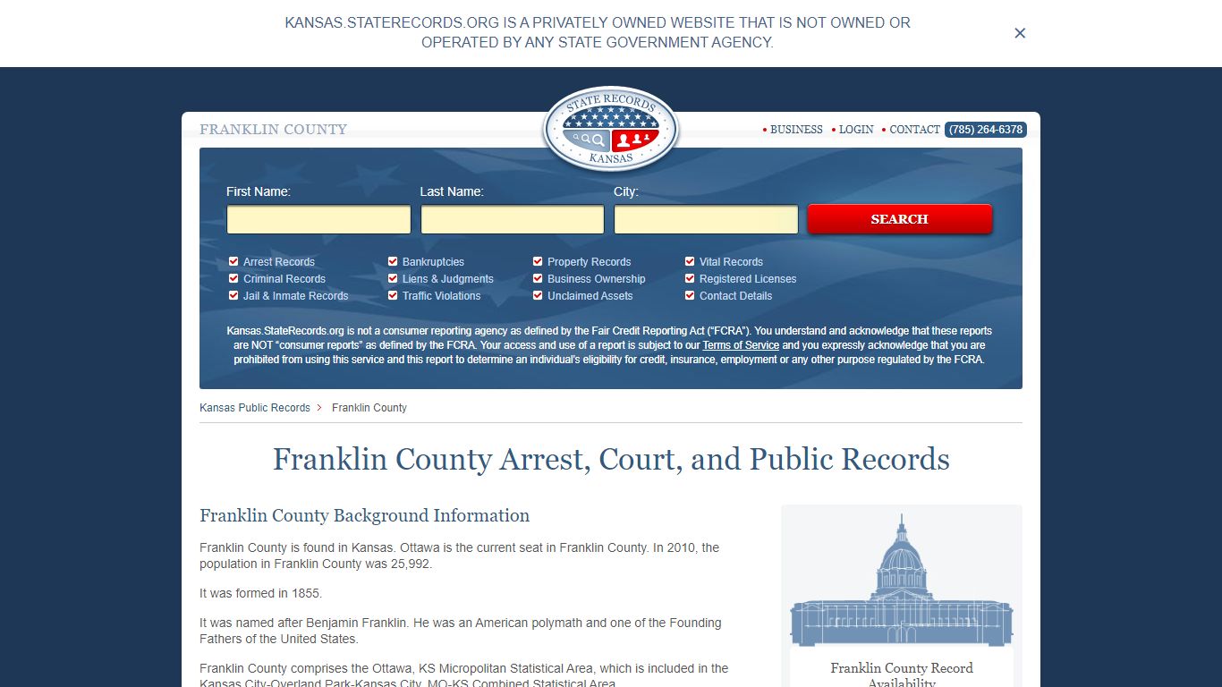 Franklin County Arrest, Court, and Public Records