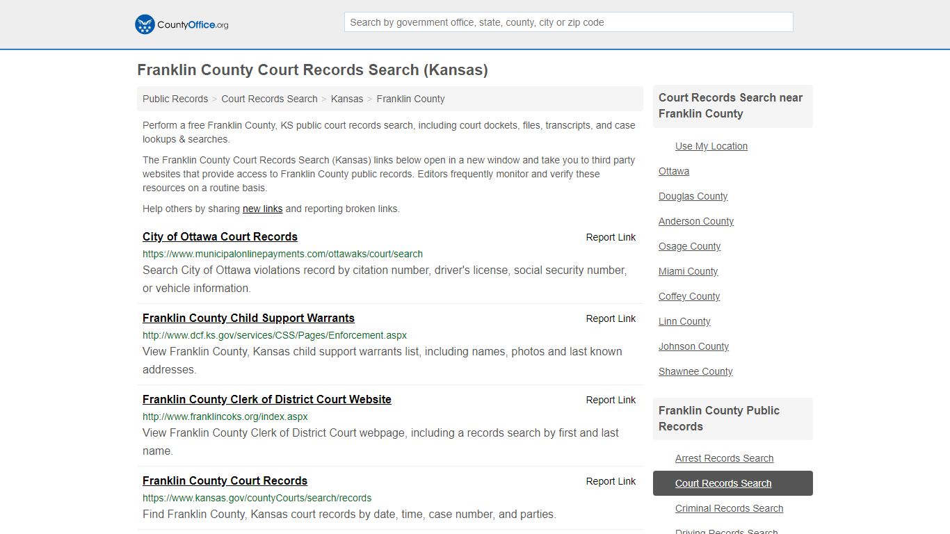 Court Records Search - Franklin County, KS (Adoptions ...